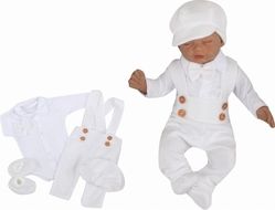 Pletená soupravička 5-dílná s motýlkem - ELEGANT BOY bílá - vel.80 - obrázek 1