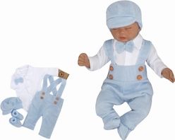 Pletená soupravička 5-dílná s motýlkem - ELEGANT BOY modrá - vel.56 - obrázek 1