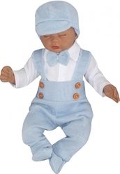 Pletená soupravička 5-dílná s motýlkem - ELEGANT BOY modrá - vel.80 - obrázek 3