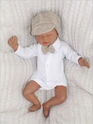 Pletená soupravička 5-dílná s motýlkem - ELEGANT BOY béžová - vel.56 - obrázek 4