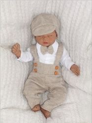 Pletená soupravička 5-dílná s motýlkem - ELEGANT BOY béžová - vel.56 - obrázek 5