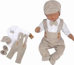Pletená soupravička 5-dílná s motýlkem - ELEGANT BOY béžová - vel.80 - obrázek 1