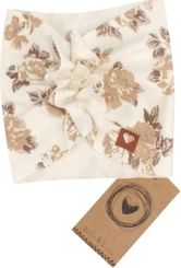Stylová čelenka bavlna - TURBAN květy béžová - vel.68-80 - obrázek 2