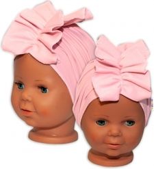 Stylová čelenka bavlna - TURBAN růžový - vel.80-86 - obrázek 2