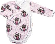 Kojenecká souprava 2-dílná body a polodupačky - CUTE OWLS růžová s bílou - vel.62 - obrázek 2