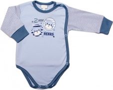 Kojenecká souprava 2-dílná body a polodupačky - TWOO LITTLE BEARS modrá - vel.56 - obrázek 2