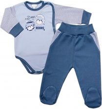 Kojenecká souprava 2-dílná body a polodupačky - TWOO LITTLE BEARS modrá - vel.62 - obrázek 1