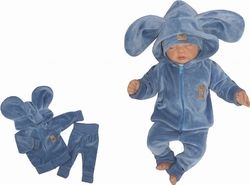 Kojenecká semišková 2-dílná souprava - MYŠKA modrá jeans - vel.86 - obrázek 1