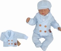 Kojenecký pletený svetřík/kabátek s knoflíky - ELEGANT BOY modrý - vel.62 - obrázek 1
