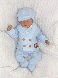 Kojenecký pletený svetřík/kabátek s knoflíky - ELEGANT BOY modrý - vel.62 - obrázek 3