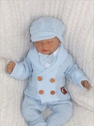 Kojenecký pletený svetřík/kabátek s knoflíky - ELEGANT BOY modrý - vel.62 - obrázek 4