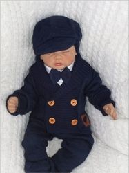 Kojenecký pletený svetřík/kabátek s knoflíky - ELEGANT BOY granátový - vel.62 - obrázek 3