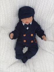 Kojenecký pletený svetřík/kabátek s knoflíky - ELEGANT BOY granátový - vel.74 - obrázek 4