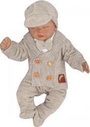 Kojenecký pletený svetřík/kabátek s knoflíky - ELEGANT BOY béžový - vel.56 - obrázek 3