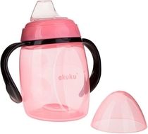 Dětský hrníček nakloněný se silikonovým náustkem - AKUKU růžový - 280ml - obrázek 1