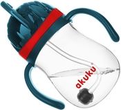 Dětská lahev s brčkem a závažím - AKUKU červená s černou - 280ml - obrázek 2