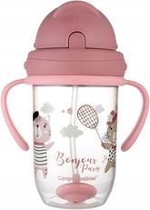 Dětský hrníček/lahev se slámkou a závažím 270ml - BONJOUR PARIS růžový - Canpol - obrázek 1