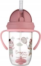 Dětský hrníček/lahev se slámkou a závažím 270ml - BONJOUR PARIS růžový - Canpol - obrázek 2