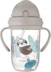 Dětský hrníček/lahev se slámkou a závažím 270ml - EXOTIC LENOCHOD šedý - Canpol - obrázek 1