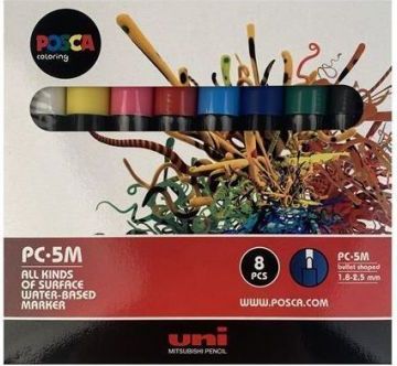 Akrylové popisovače "Posca PC-5M", 8 ks, 1,8-2,5 mm, UNI - obrázek 1