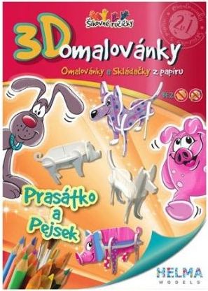 Omalovánka 3D prasátko a pejsek, A5 - obrázek 1