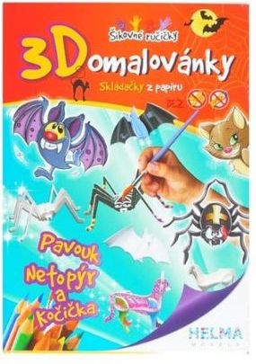 Omalovánka 3D set, 1x pavouk A4 + 2x netopýr a kočička A5 - obrázek 1
