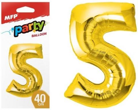 Balónek č. 5 nafukovací fóliový 40 cm - zlatý - obrázek 1
