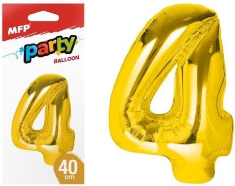 Balónek č. 4 nafukovací fóliový 40 cm - zlatý - obrázek 1
