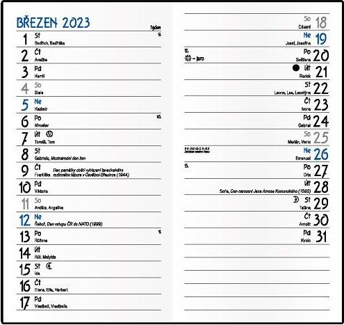 Diář měsíční školní - Klára - lamino - Máky 2023 / 9cm x 17cm / BMK9-1-23 - obrázek 2