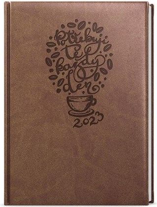 Diář denní - Adam - Vivella s ražbou - B6 - moka - Káva 2023 / 12cm x 16,5cm / BDA61-17-23 - obrázek 1