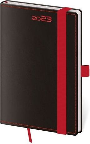 Diář kapesní Black Red s poutkem 2023 / 9cm x 14cm / DB436-1-23 - obrázek 1