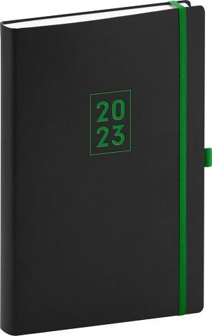 Diář denní Nox černý / zelený 2023 / 21cm x 15cm / PGD-DA5NX-3005 - obrázek 1