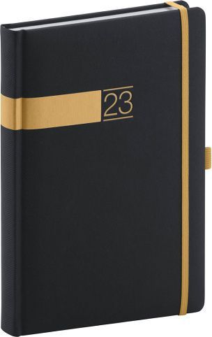 Diář denní Twill černozlatý 2023 / 21cm x 15cm / PGD-DA5TW-3001 - obrázek 1