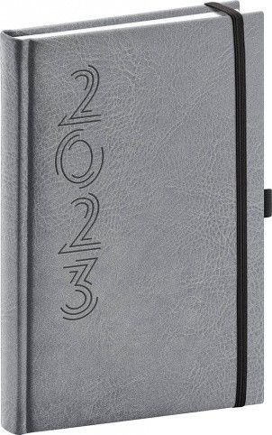 Diář denní Memory stříbrný 2023 / 21cm x 15cm / PGD-DA5MM-3056 - obrázek 1