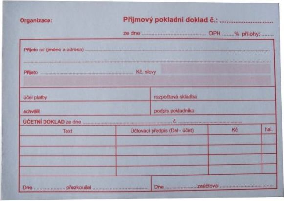 Příjmový pokladní doklad i pro podvojné účetnictví, A6 - obrázek 1