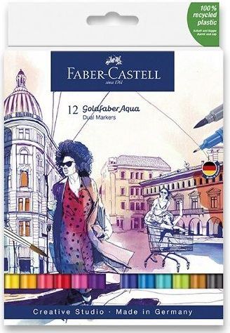 Popisovač Faber-Castell Goldfaber Aqua Dual Marker sada, 12 barev - obrázek 1