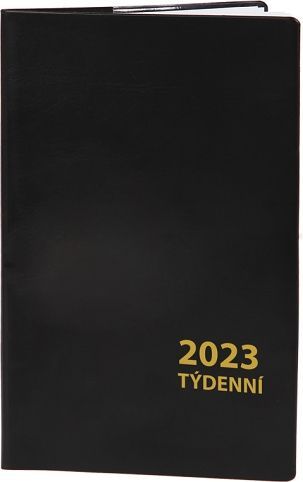 ARIA Diář týdenní 2023 - černý / 9cm x 15cm / DT120 - obrázek 1