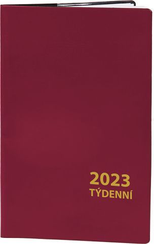 ARIA Diář týdenní 2023 - bordó / 9cm x 15cm / DT121 - obrázek 1