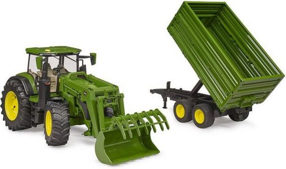Bruder 3155 Traktor John Deere 7R 350 s čelním nakladačem a přívěsem - obrázek 2