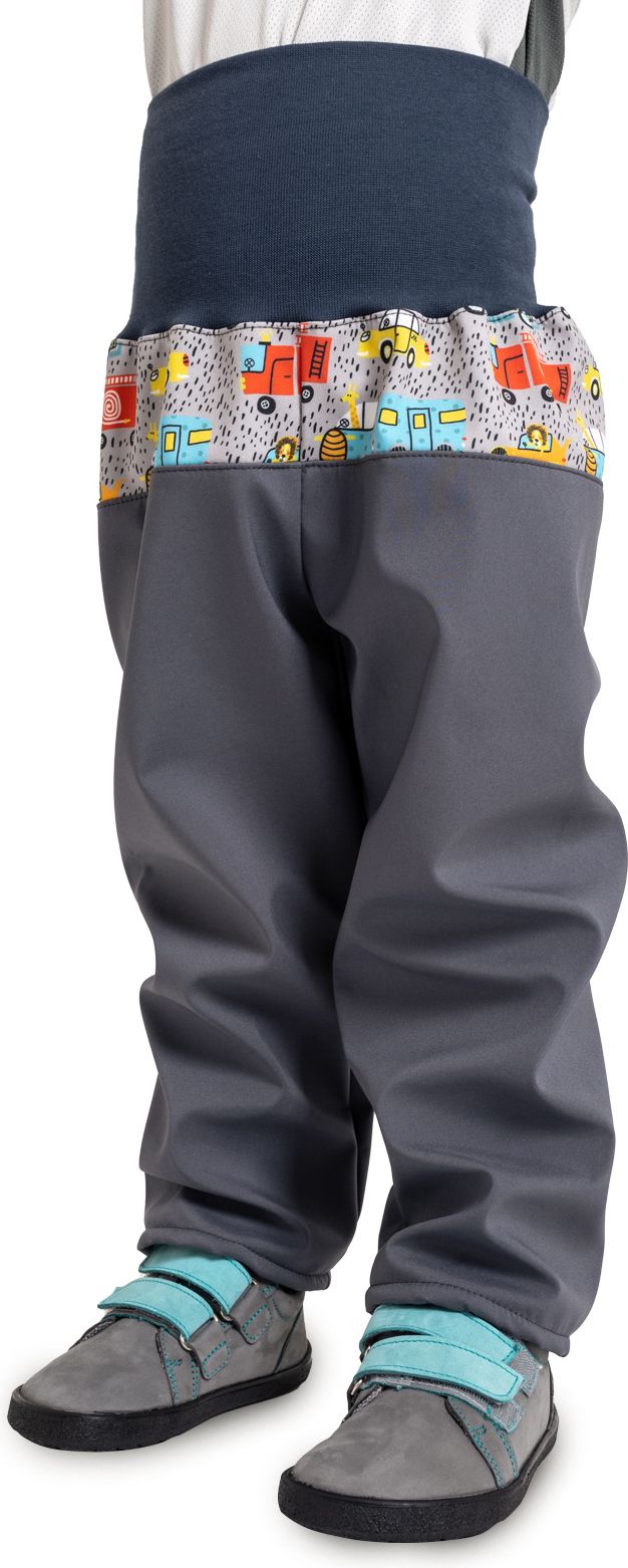 Unuo, Batolecí softshellové kalhoty s fleecem Basic, Tm. Šedá, ZOO na výletě Velikost: 86/92 - obrázek 1