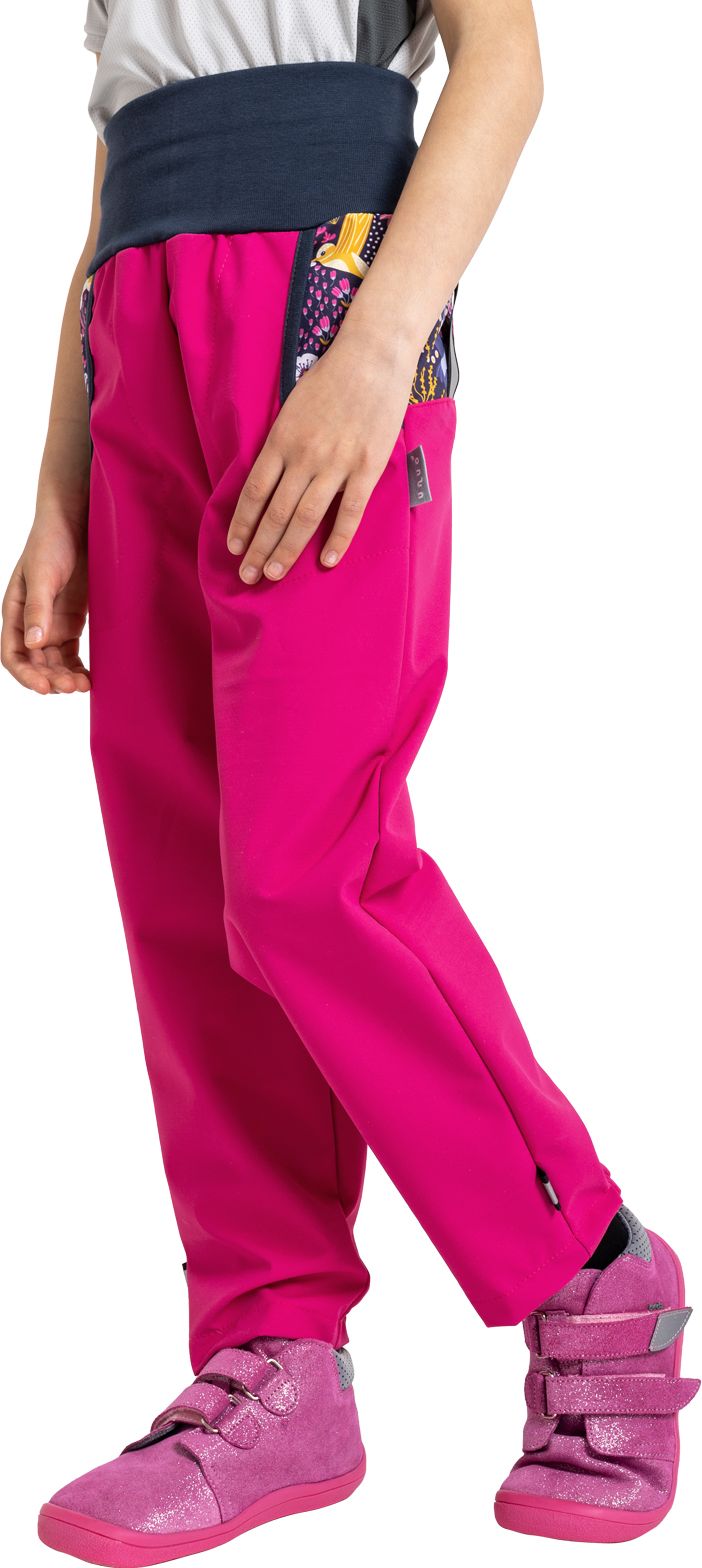 Unuo, Dětské softshellové kalhoty s fleecem Basic, Fuchsiová, Kolibřík Velikost: 98/104 - obrázek 1