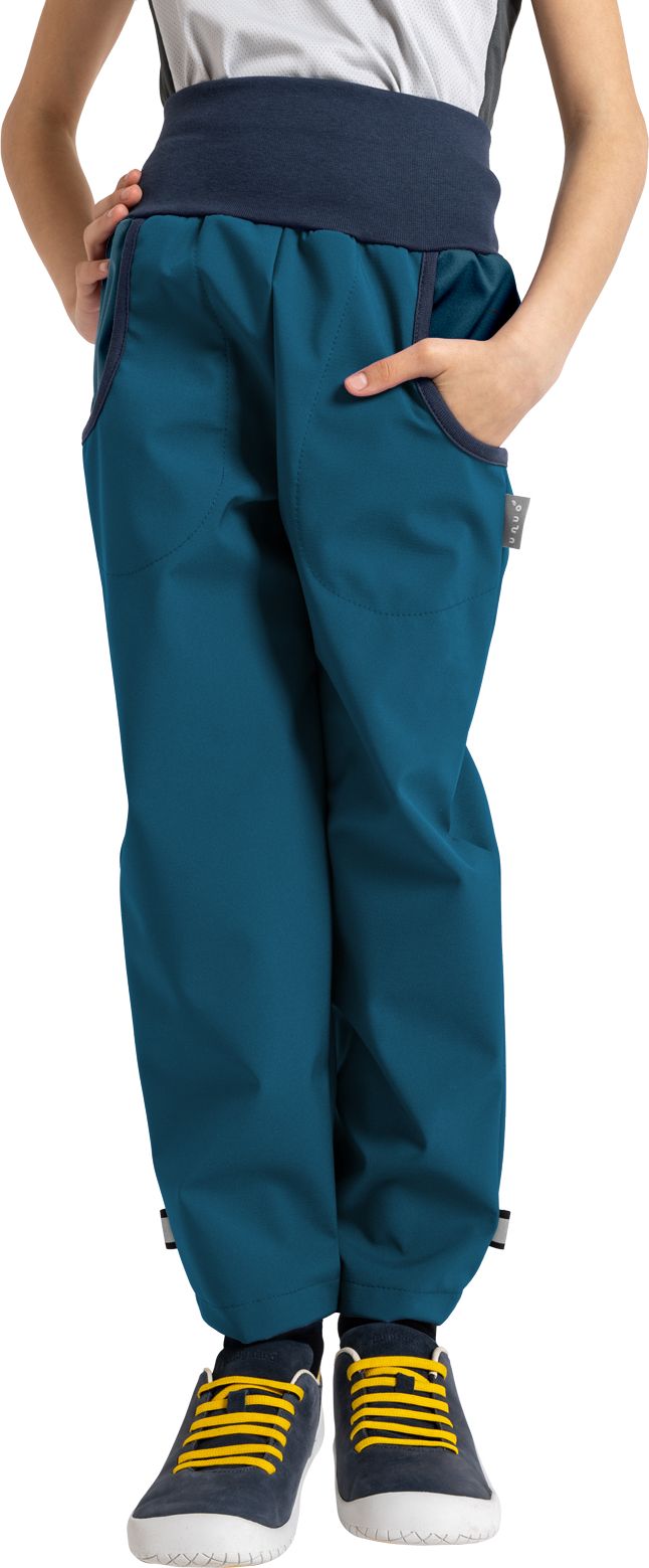 Unuo, Dětské softshellové kalhoty bez zateplení Basic, Tm. Petrolejová Velikost: 98/104 - obrázek 1