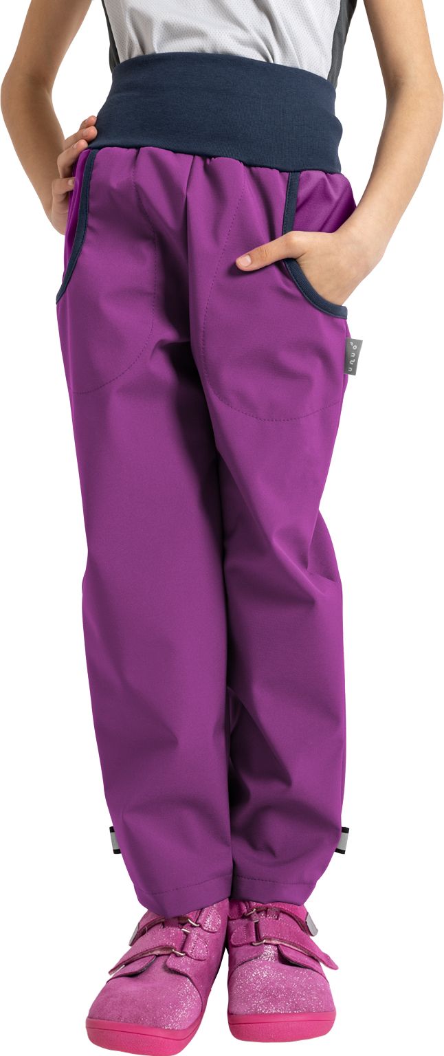 Unuo, Dětské softshellové kalhoty bez zateplení Basic, Ostružinová Velikost: 98/104 - obrázek 1