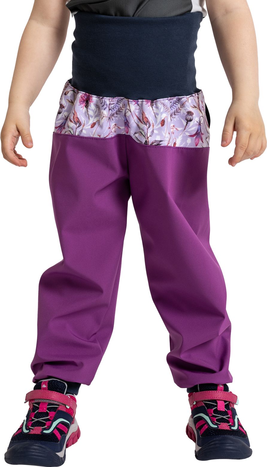 Unuo, Batolecí softshellové kalhoty s fleecem Basic, Ostružinová, Louka Velikost: 86/92 - obrázek 1