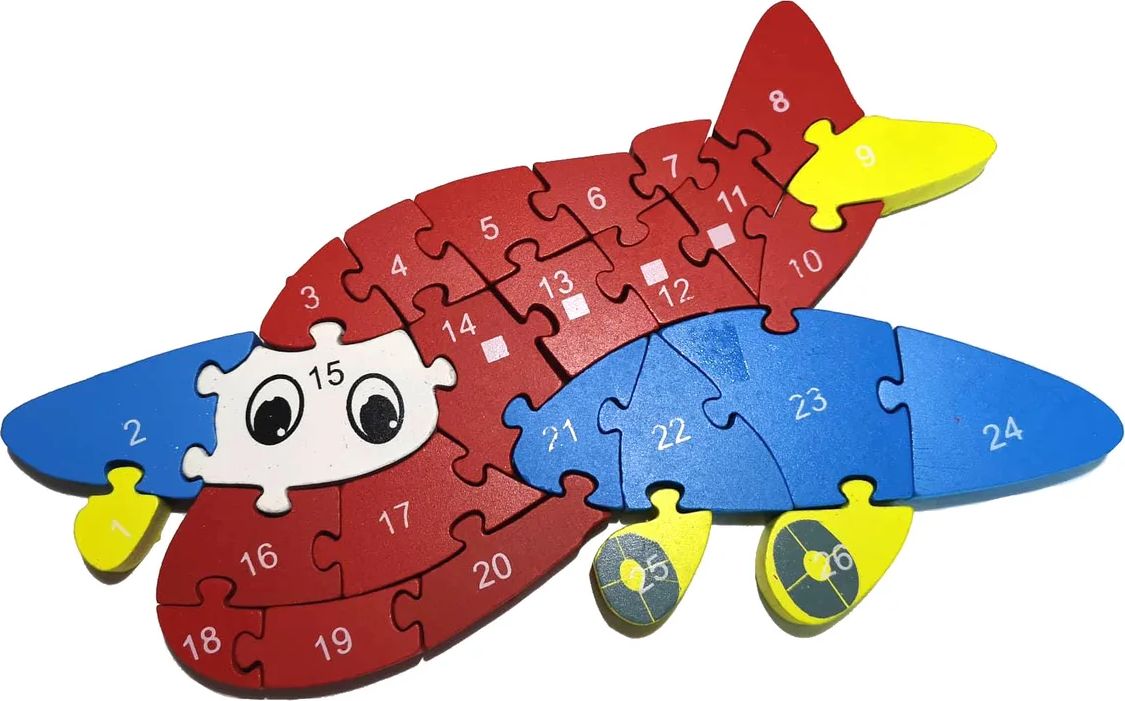 Dětské dřevěné vzdělávací puzzle Letadlo - obrázek 1