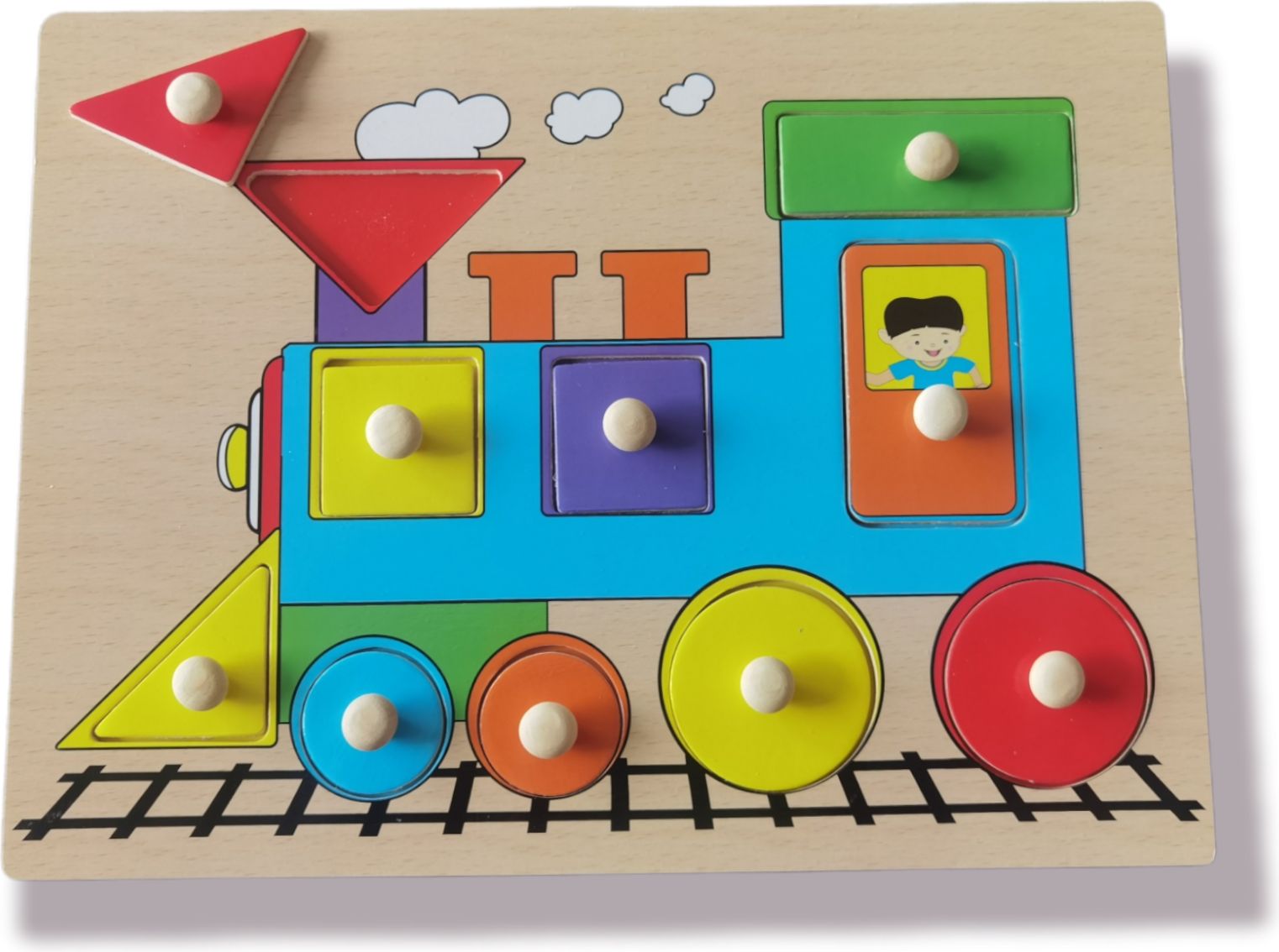 Dětské dřevěné vkládačky lokomotiva - obrázek 1