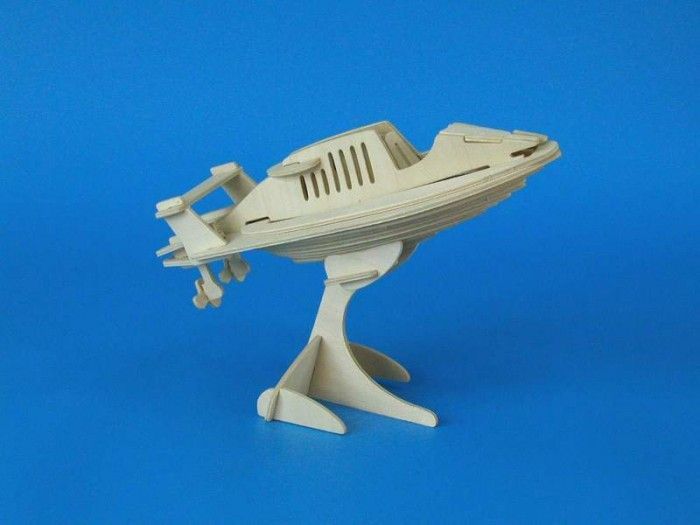 Woodcraft construction kit Dřevěné 3D puzzle -dřevěná skládačka - Motorový člun P037 - obrázek 1