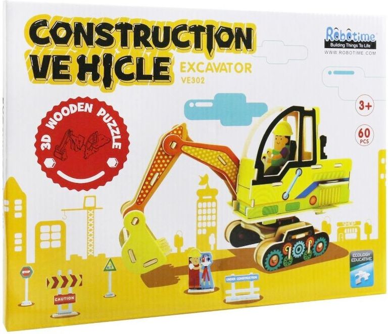 RoboTime dřevěná skládačka Bagr - obrázek 2