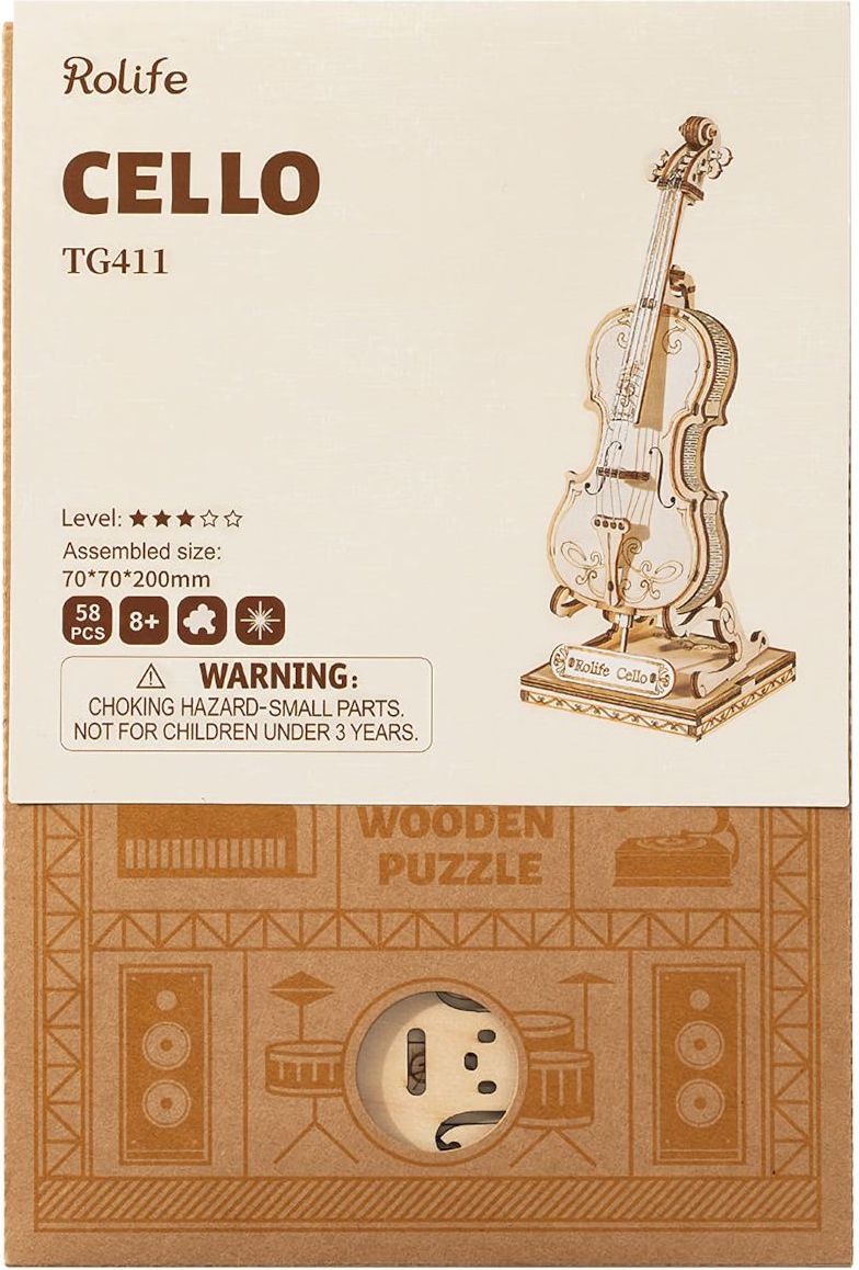 RoboTime dřevěné 3D puzzle Violoncello - obrázek 2