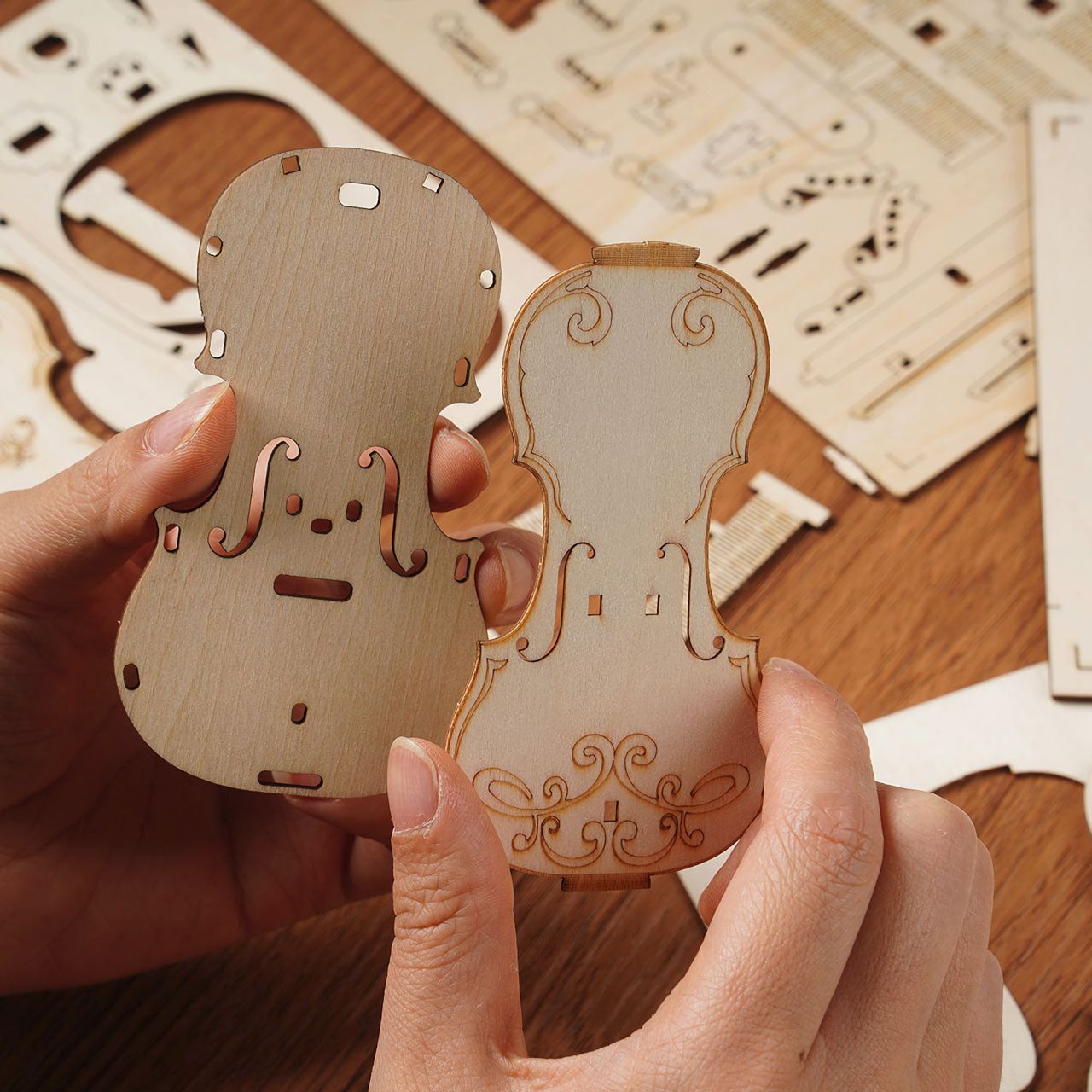 RoboTime dřevěné 3D puzzle Violoncello - obrázek 4